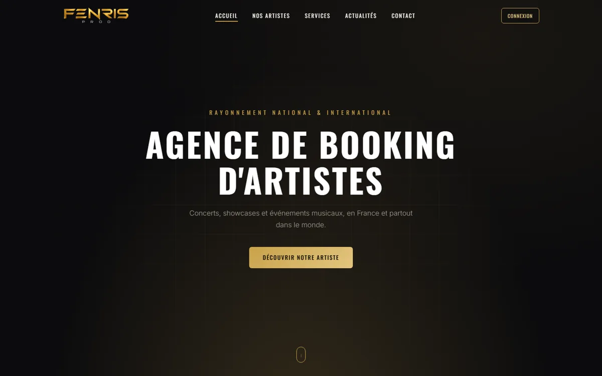 Page d’accueil du site FenrisProd